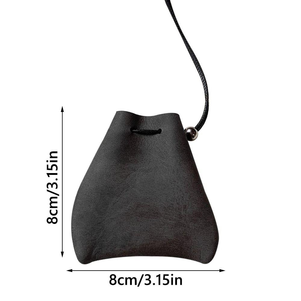 PU Suede Bag Necklace with Long Strap Leopard Print Long Necklace Coin Purse Pendant Wearing Key Bag Necklace Hanging Accessory