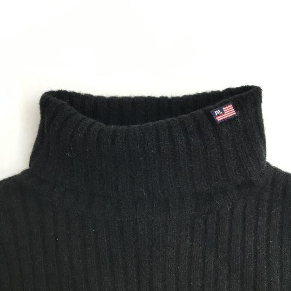 Excellent Condition POLO JEANS CO RALPH LAUREN Wool Turtleneck Sweater L Women Black