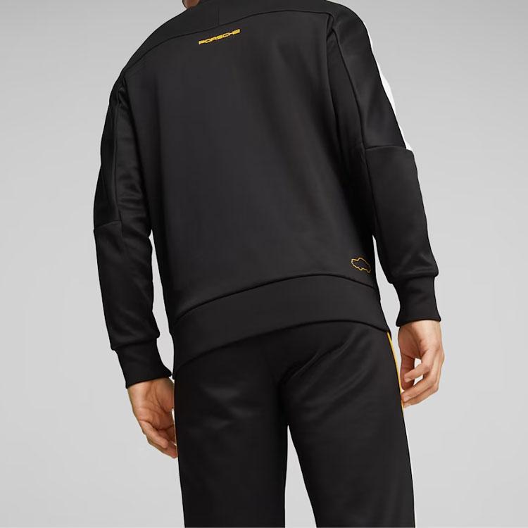 Puma Porsche Legacy MT7 Letter Logo Printed Stand Collar Zip Jacket Retro Sports Jacket Men Jacket Black 621017-01