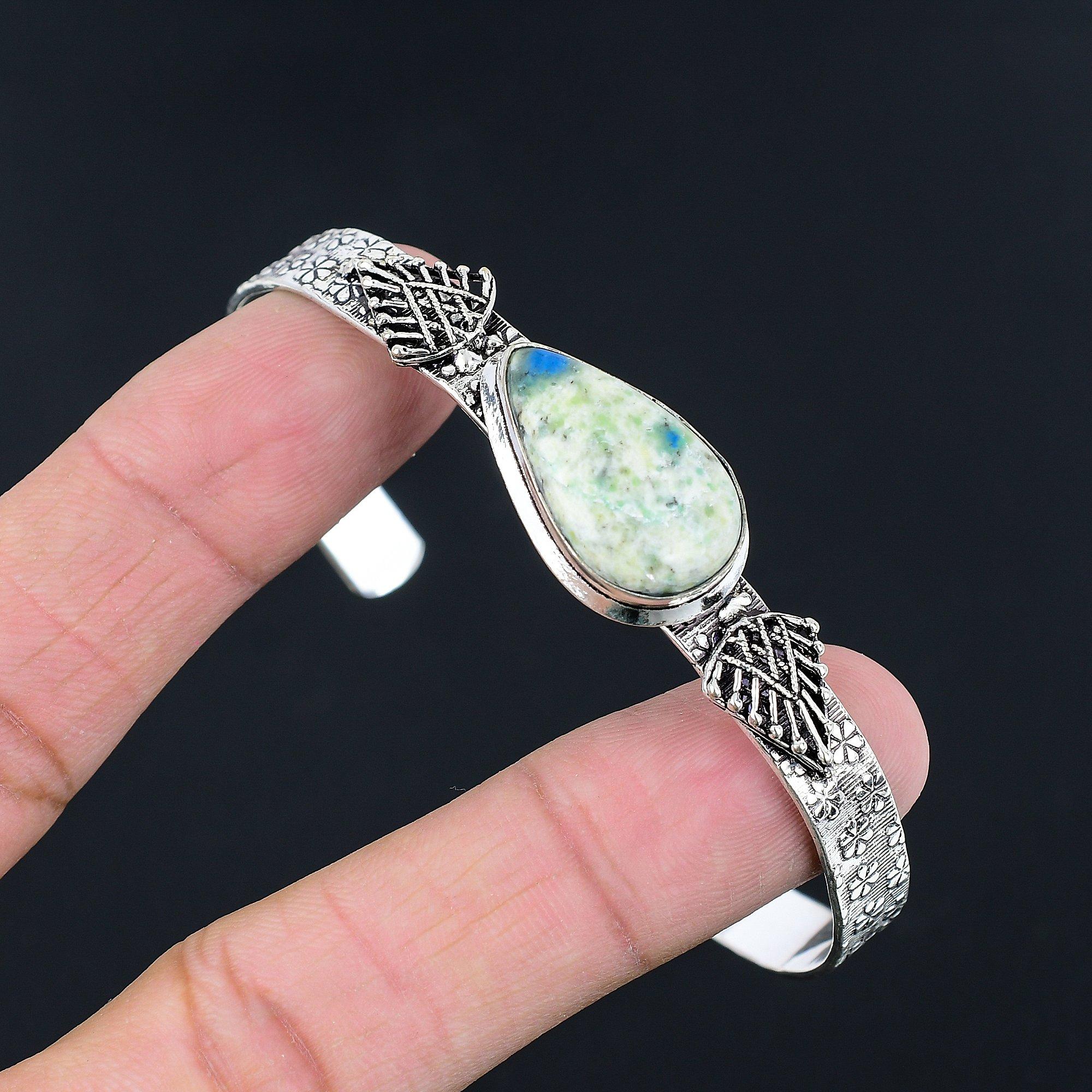 

Грушевидный К2 Яшма Драгоценный камень Обручальный Браслет-бенгл ручной работы из стерлингового серебра 925 пробы Adjustable