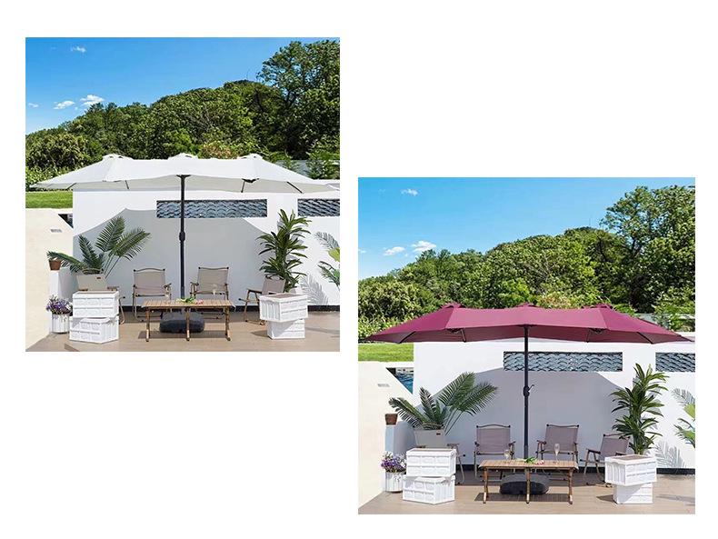 Park Double-Head Sunshade: Large Outdoor Patio, Beach & Street Umbrella with Three-Head Design for Balcony & Terrace