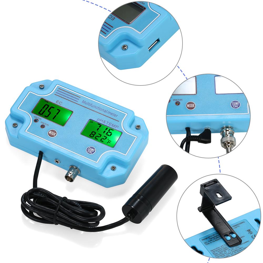Professionelles 3-in-1 pH-Celsius-ECCelsius-TEMP-Messgerät Wasserdetektor Mehrparameter Digitales LCD -Messgerät Multifunktions-Wasserqualitätsmonitor Multiparame
