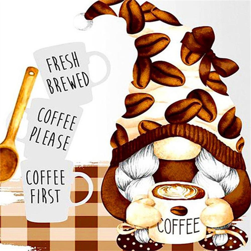 5D DIY Diamond Painting Gnome Complete Kit Full Drill Mosaic Coffee Cup Art Home Decoration Rhinestone Pictures