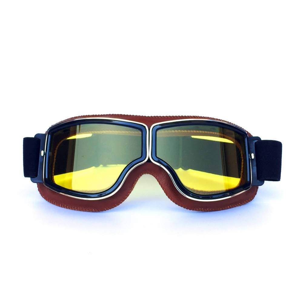 HONCENMAX Vintage Goggles, Anti-Fog UV Protection, Motorcycle Goggles, PC Lens, Multi-Purpose Use, Protective Glasses,
