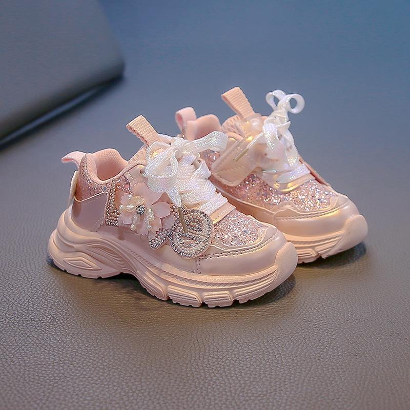 2025 Spring New Girls Sports Shoes Girls Shoes Soft Sole Non-slip Princess Shoes New Running Shoes Baby Shoes