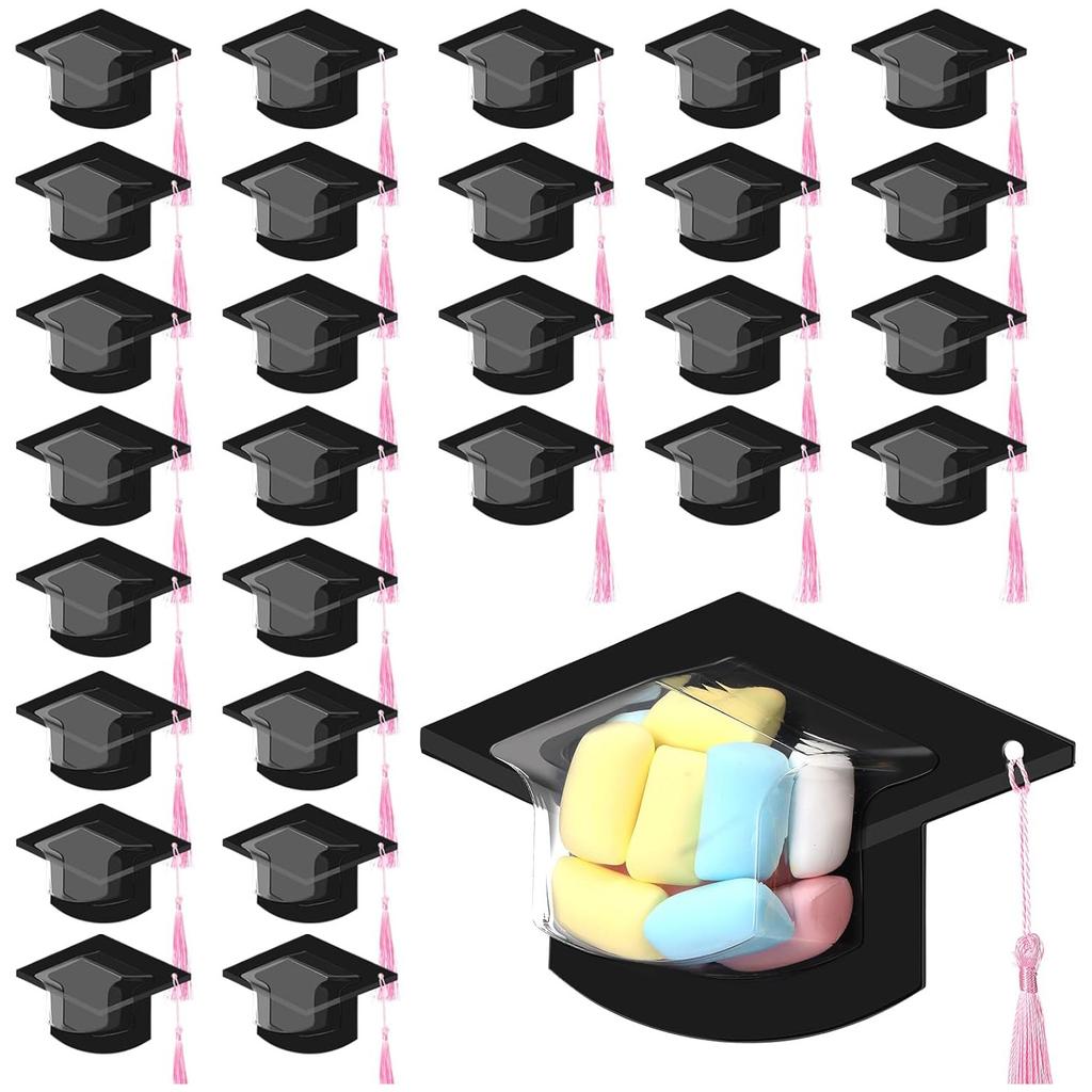 3D Graduation Cap Candy Dome Storage Box Plastic Treat Container for Graduation Party, Table Centerpiece Candy Holder