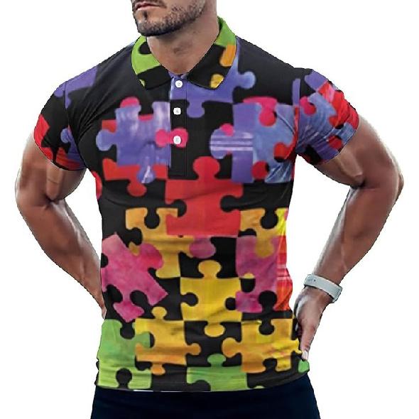 Fashionable Men's Short-Sleeve Buttoned Polo Shirt Summer Casual T-Shirt