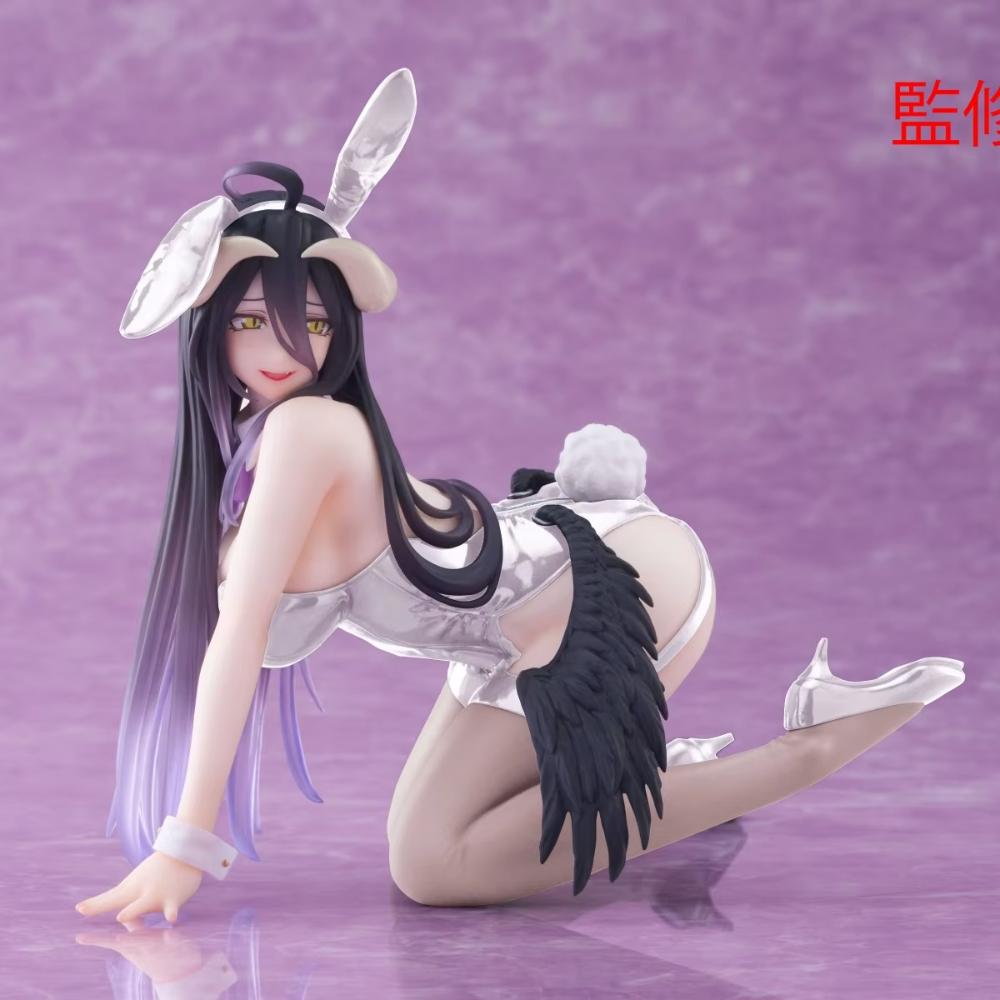 12CM Anime Overlord Albedo Figure Cute Table Pottery Bunny Girl Style Ver Kneeling Model Toy Doll Action Figure