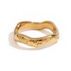 European & American 18K Gold-Plated Retro Wave Ring – Women's Stainless Steel Hand Jewelry