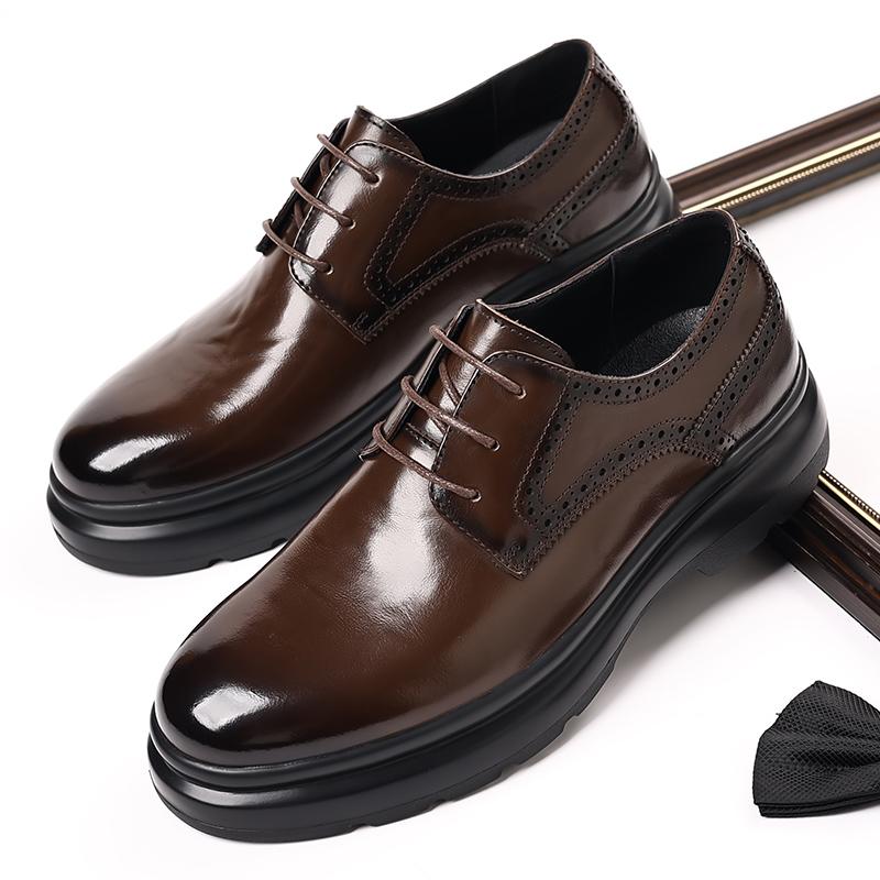 Thick Bottom Men's Oxford Shoes New Stylish Casual Business Shoes New Arrival Leather Sneakers Simple Versatile Derby Footwear
