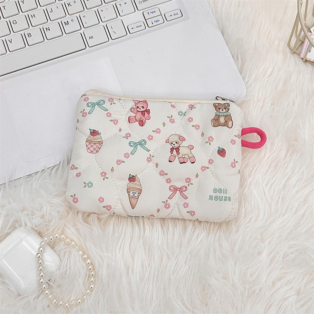 Cartoon Quilted Makeup Bag - Small Clutch & Coin Purse