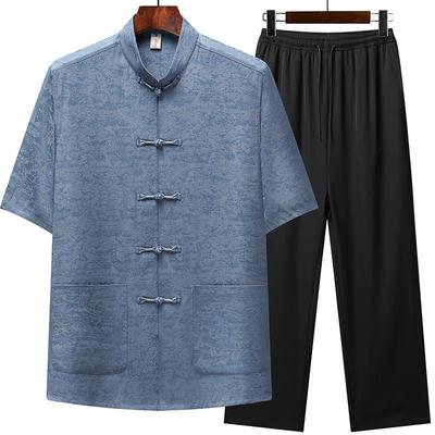 Men's Tang Suit Summer Set: Short-Sleeve, Lightweight, for Seniors
