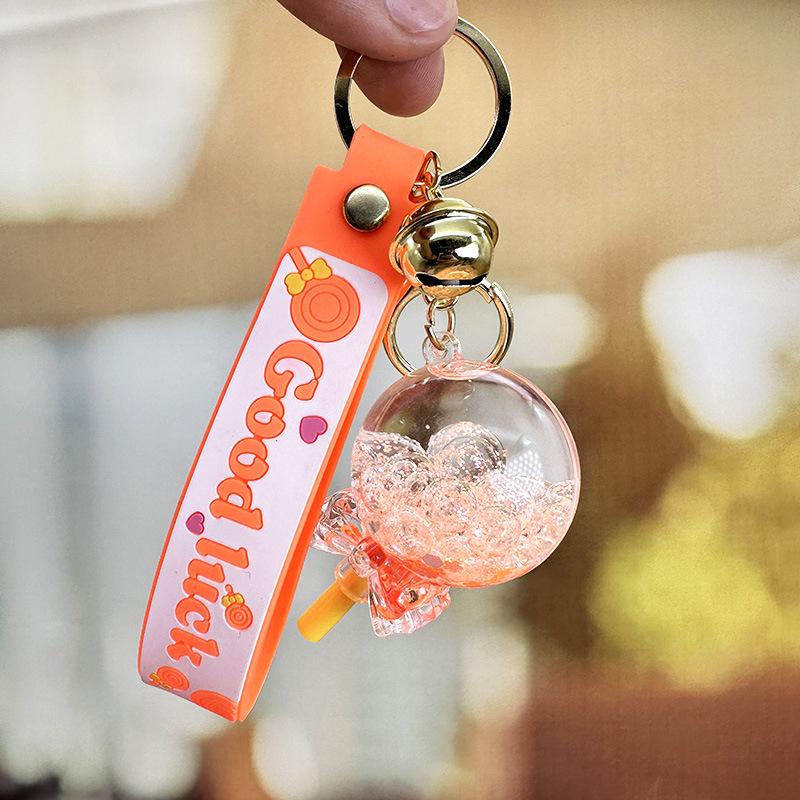 Nádherná klíčenka s lízátkem s plovoucím pískem: Roztomilý přívěsek na dívčí školní tašky