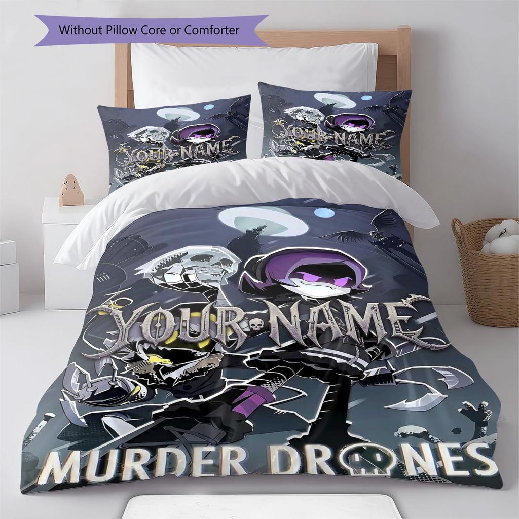 Cyberpunk Hero Custom Name Pattern Bedding Quilt Set Quilt Cover Pillowcase Home Birthday Gift(1 * Duvet Cover + 2 * Pillowcase, Without Core)