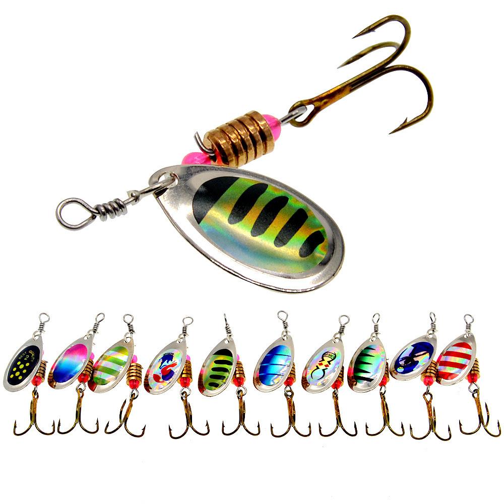 Rotating Spinner Lure Set, 16Pcs 3.5g Metal Spoon Baits with Tackle Box for Trout and Bass
