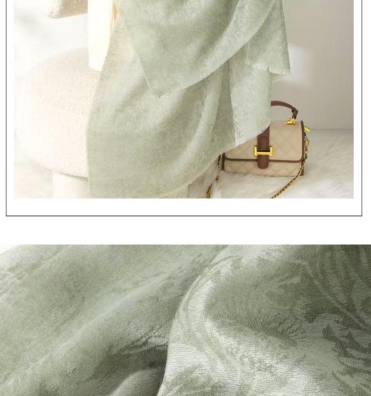 Inner Mongolia Cashmere Jacquard Shawl with Scottish Thistle - Thin Scarf for Autumn/Winter
