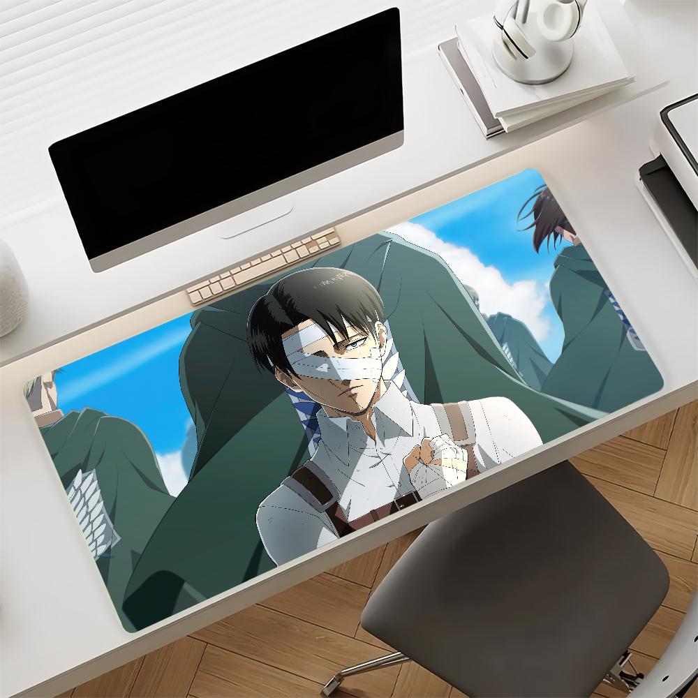 Gaming Mouse Pad Desk Mat Antislip Stitched Edges Dark Anime Man with Green Eyes Print Keyboard Pad for Gamer Home Office