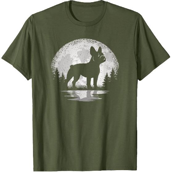 Frenchie Moon Vintage French Bulldog Men Women T-Shirt