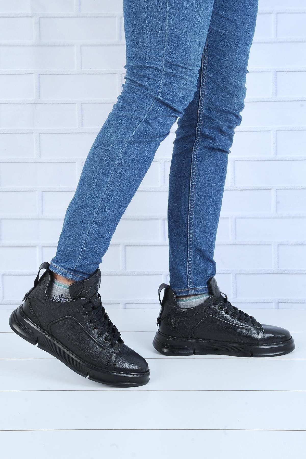 

Men s Fashion Flat Heeled Booties Mr Black 100% Leather Winter Boots Shoes 42