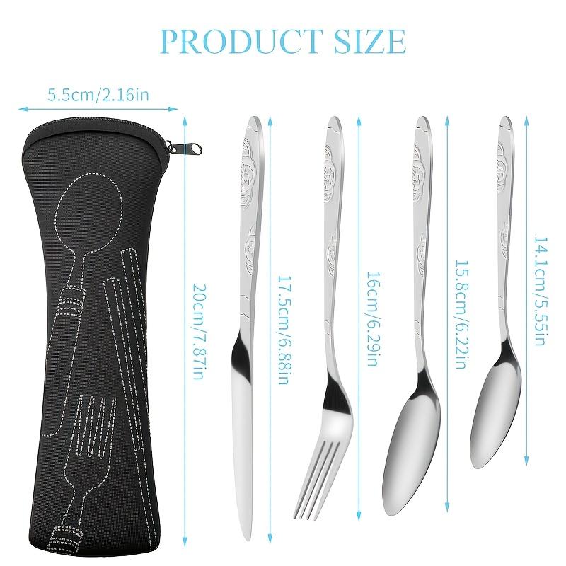 4Portable Cutlery Set of Knife Fork and Spoon 410Stainless Steel Is Sturdy and Durable The Vintage Print Design Features Unique