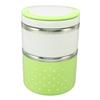 Bento Lunch Box Stainless Steel Lightweight PP Housing Double Layer Anti Leakage Food Lunch Container for Student Green