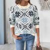 Stylish New Retro Nordic Long Sleeve Round Neck Snowflake Geometric Sweater for Women