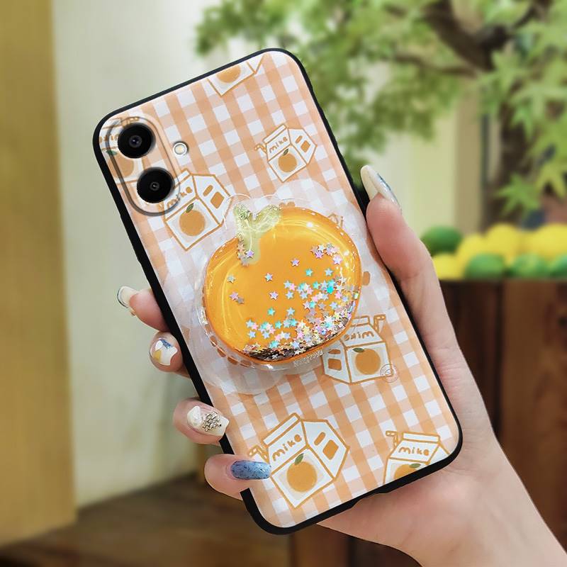 Fashion Design Dirt-resistant Phone Case For Samsung Galaxy A07 Glitter Soft Case Rotatable Stand Skin Feel Silicone TPU