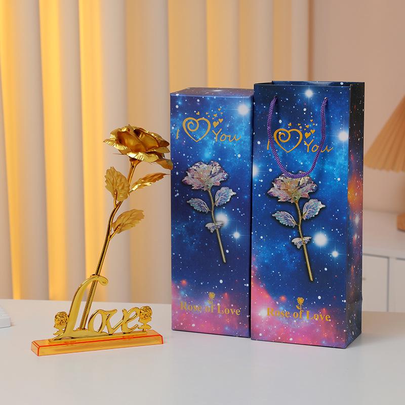 Φωτεινή Ανθοδέσμη με Τριαντάφυλλα από Φύλλο Χρυσού 24Κ: Διατηρημένα Τεχνητά Λουλούδια για την Ημέρα του Αγίου Βαλεντίνου, την Ημέρα της Μητέρας και τα Γενέθλια