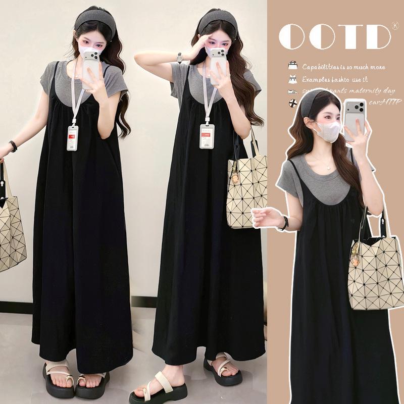 Maternity Wide-Leg Pants & Camisole Set - Summer Breathable Two-Piece Plus Size XL