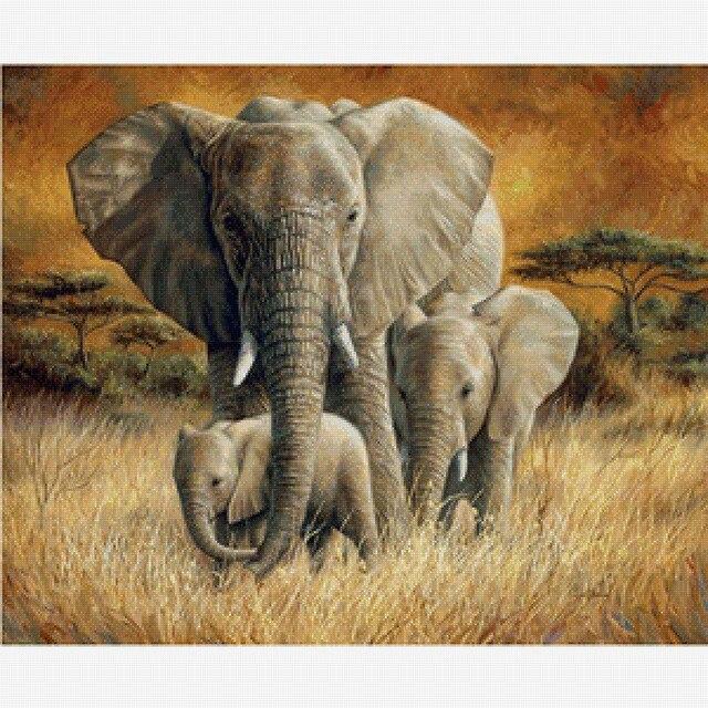 5D Diamond Painting Elephant Full Square Round Drill Mosaic Diamond Embroidery Cross Stitch Rhinestone Pictures Home Decoration