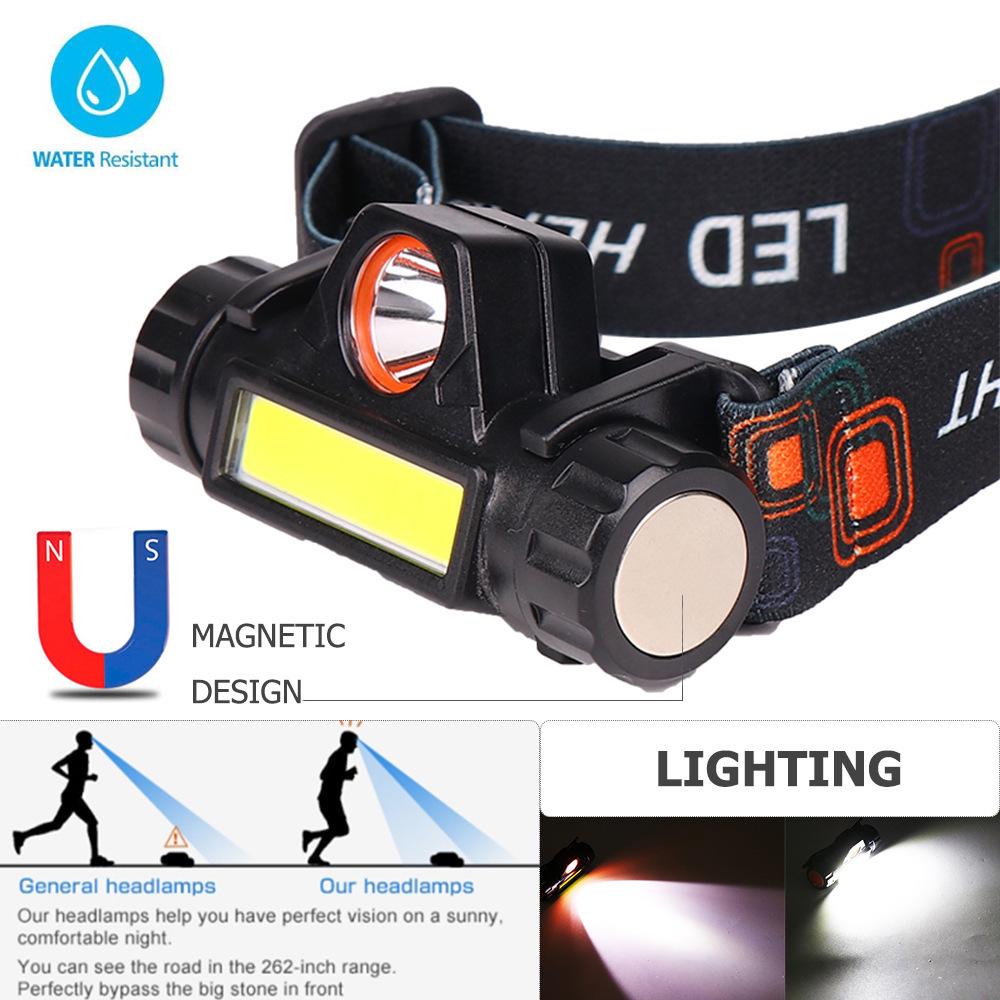LED High Power Headlamp: USB Rechargeable, Magnetic, COB Light for Outdoor, Cycling, Emergency, Fishing, and Work