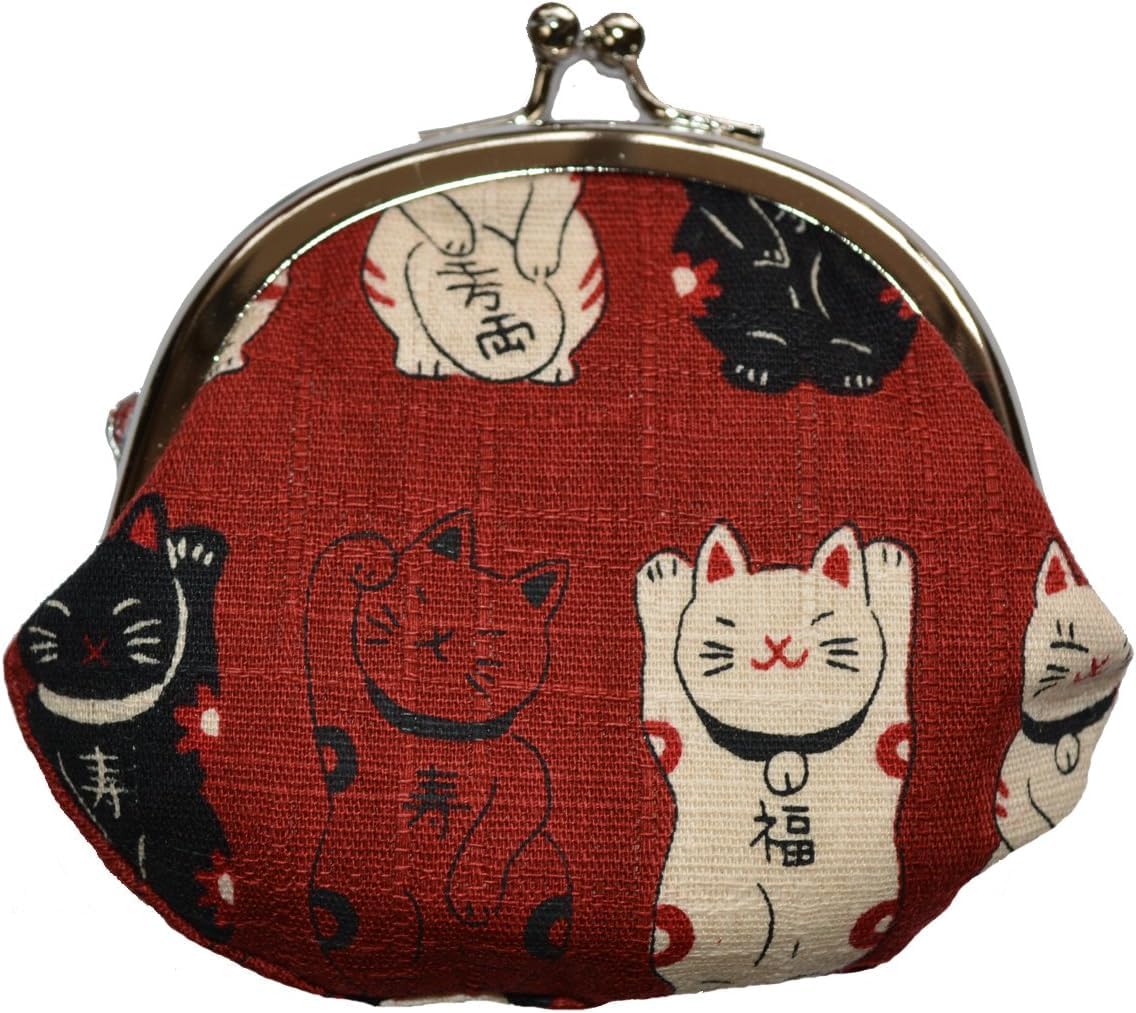 

Kyosuke clasp coin purse with cat x cm by Japanese-made design, 9.5 8.5 (2.6 inches), red, Manpukuya.
