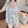 High Value Light Luxury Casual Ice Silk Temperament Pajamas Women'S Short-Sleeved Shorts Set Can Be Worn Outside
