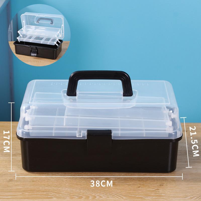 Scatola portaoggetti portatile pieghevole a tre strati, cassetta degli attrezzi per ferramenta di grande capacità, scatola per unghie, scatola portaoggetti per articoli di cancelleria e accessori artistici