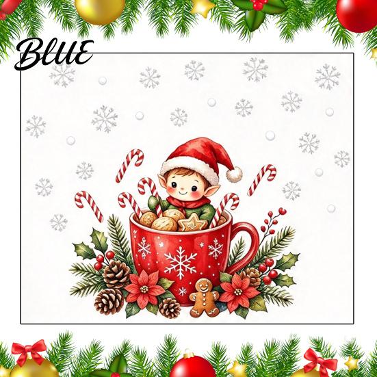 Snowflake Glass Clings Christmas Elf Mug Window Sticker Festive Static Cling Decal Removable Art Gingerbread Man Sticker for Doors Windows Holiday