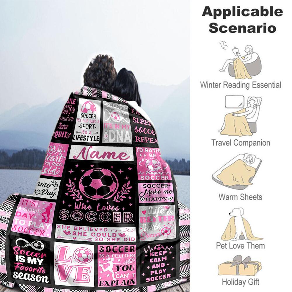 Soccer5556 Customize Text Blanket Gift Personalized Blanket Soft Warm Cozy Great for Home Decor Office Office Chair Livingroom Ideal for All Seasons