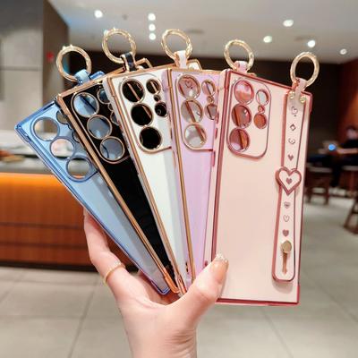 Applicable To Galaxy S23P Love Wrist Strap Bracket Samsung s22U Electroplated Mobile Phone Case A53 Anti-drop Protective Case