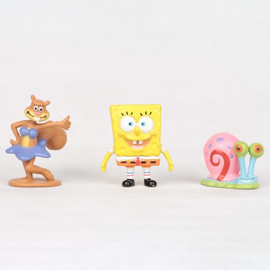 6Pcs/Set Cute Anime Figure SpongeBob Model Dolls Ornaments Home Decoration Gift