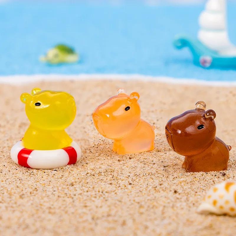 8 Stück leuchtende Capybara Mini-Harztiere Figuren, Schreibtisch Tischplatte Outdoor Basteldekoration Für Miniatur DIY Garten Zubehör