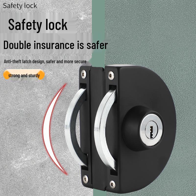 Frameless Glass Door Lock: U-shaped Hook & Round Lock for Single/Double Sliding Main or Office Doors