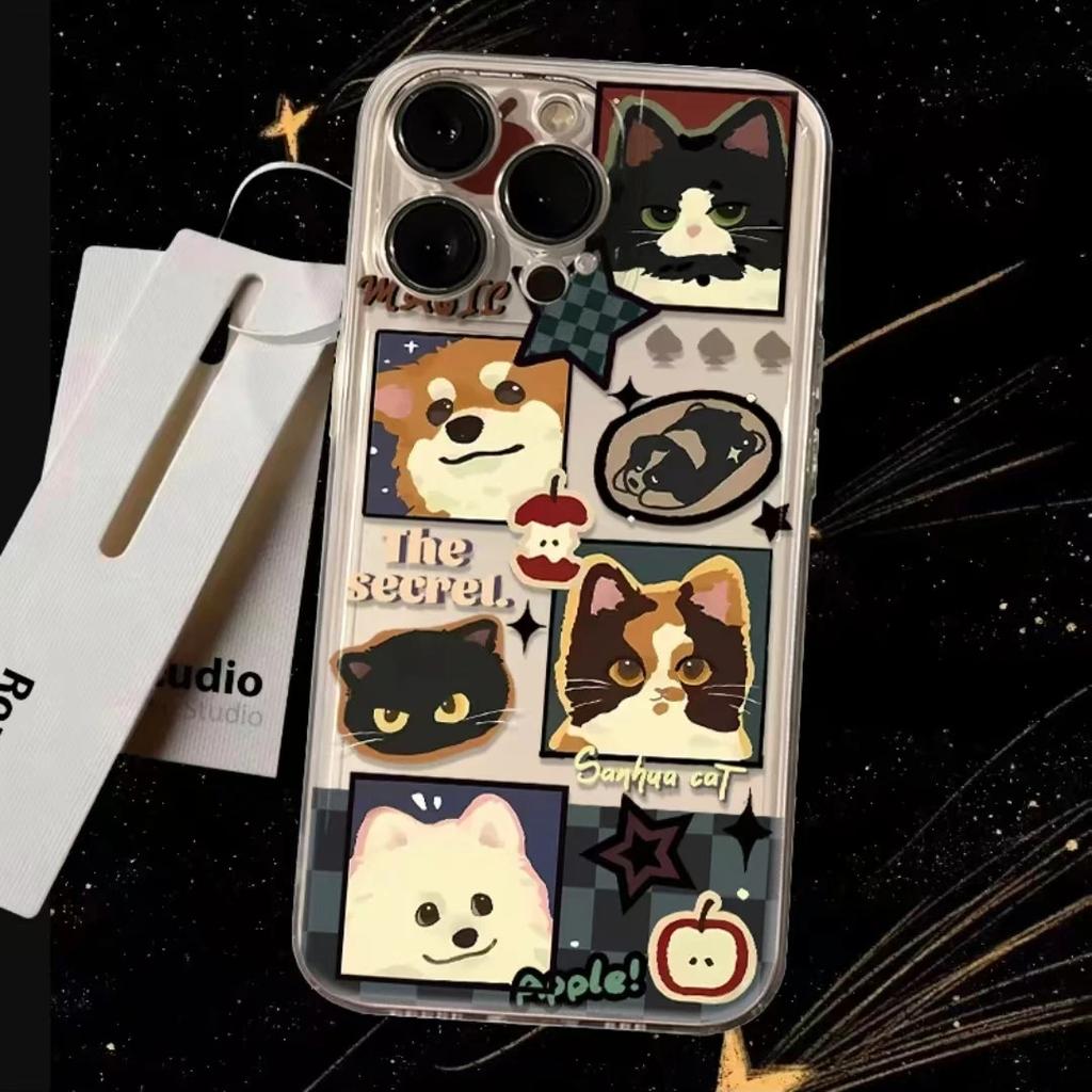 Checked cat and dog avatar iPhone17/16Promax mobile phone case is suitable for Apple 15 space case 13 cute 14.