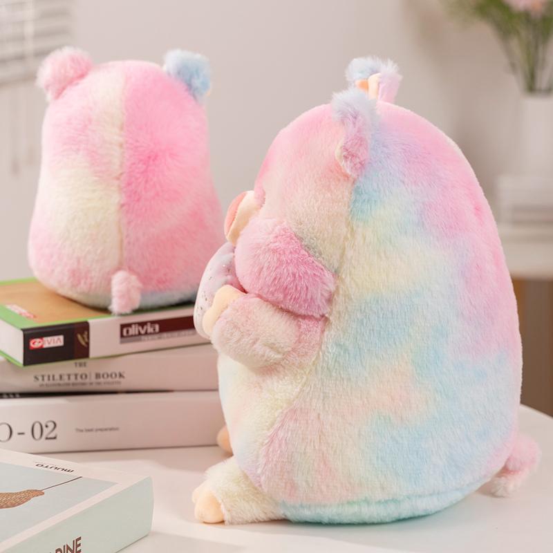20-50cm Kawaii Rainbow Pig Holding Shell Plush Toy Cartoon Stuffed Colorful Animals Plushies Doll Anime Soft Toys Birthday Gift