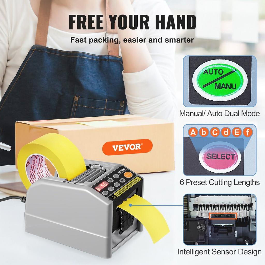 Zcut-9 Automatic Tape Dispenser Adhesive Electric Tape Cutter Packaging Machine Tape Cutting Machine 6-60mm Tape Width