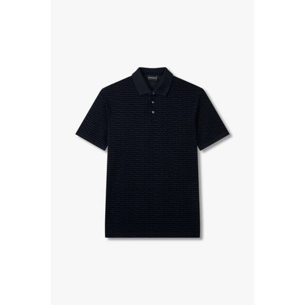 Emporio Armani Men S Flock Logo Pattern Polo Shirt  A515126060 M