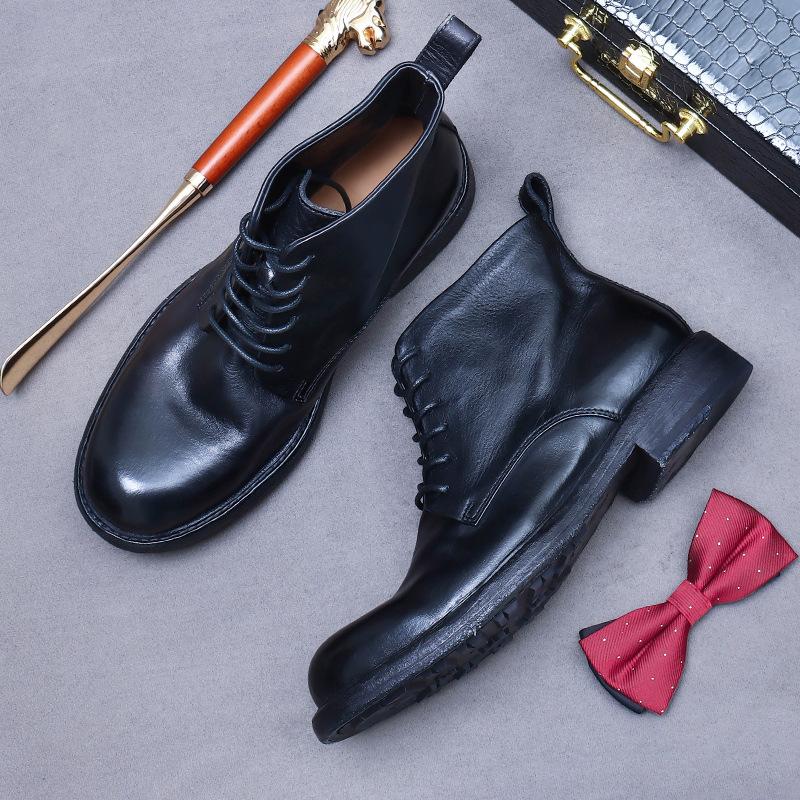 Big Head Tooling Boots Tide Goodyear Leather British Martin Shoes Business Cowhide Boots Cowhide Sole