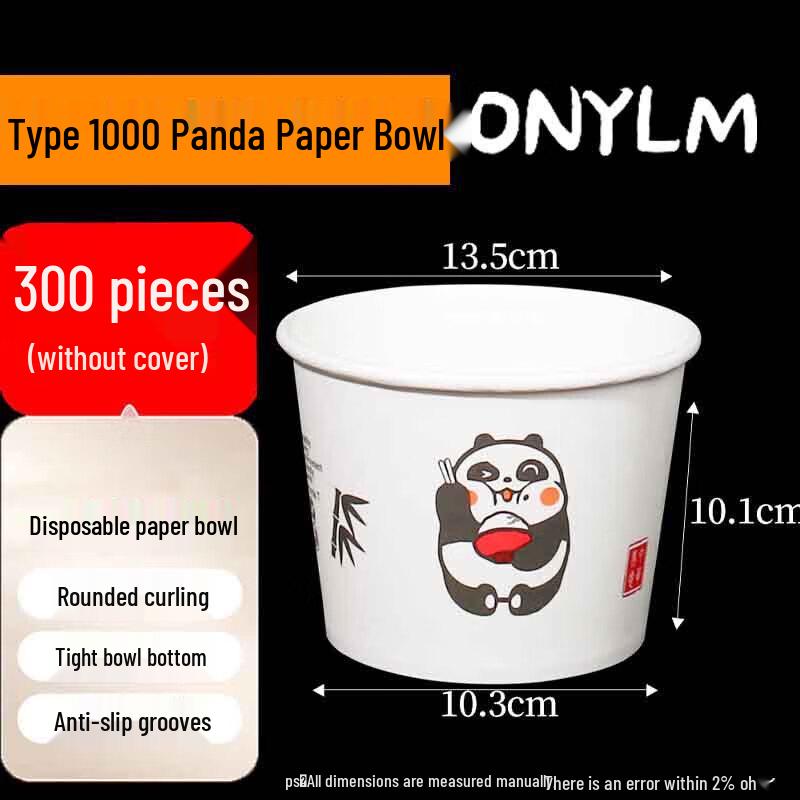 ONYLM Disposable Panda Paper Bowls (300 Pack)