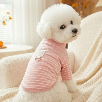 Dog Base Coat Warm Puppy Striped Pullovers Comfortable with D-Ring Pet Vest Soft Dog Bottoming Shirt Spring