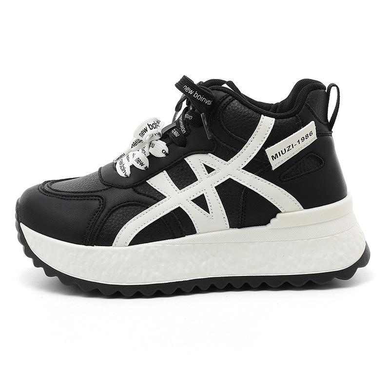 0 color matching women's new versatile mid-top sports shoes jogging shoes pair of shoelaces