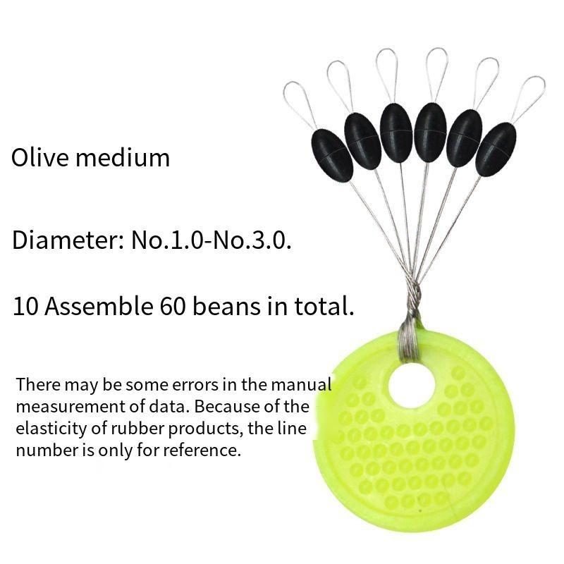 Premium Silicone Fishing Floats Stoppers Extra Tight Rubber 100Pcs Bulk Olive Shape Angling Accessory High Elasticity Durable