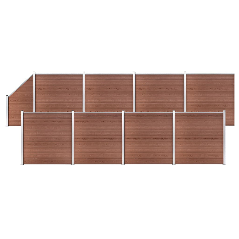 WPC Fence Set 8 Square + 1 Inclined 1484x186 Cm Brown